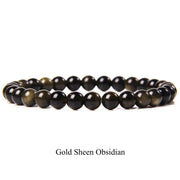 Buddha Stones Natural Stone Quartz Healing Beads Bracelet Bracelet BS 8mm Gold Sheen Obsidian