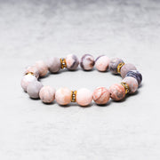 Buddha Stones Anxiety Stress Healing Crystal Zebra Jasper Bead Bracelet Bracelet BS 1