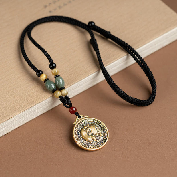 Buddha Stones 12 Chinese Zodiac Blessing Wealth Fortune Necklace Pendant Necklaces & Pendants BS Pig