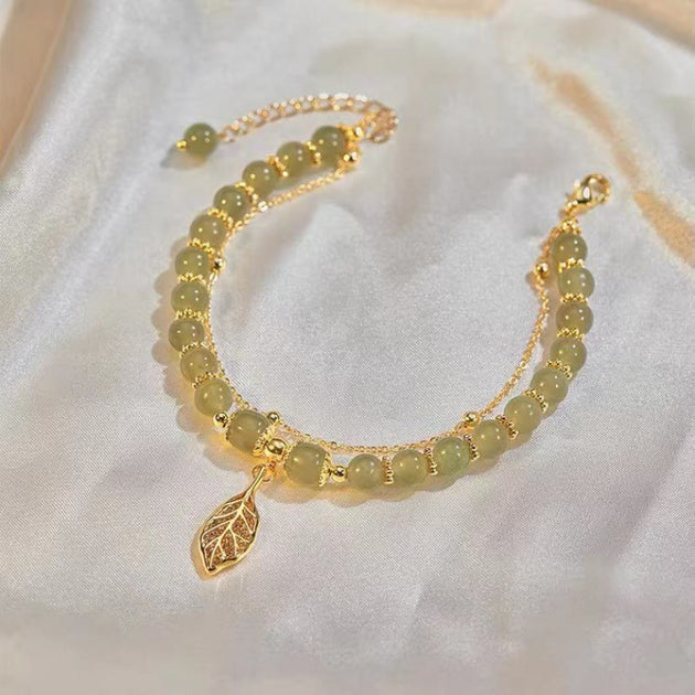 Buddha Stones Jade Leaf Ginkgo Tulip Peanut Fu Character