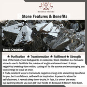 Buddha Stones Black Obsidian Lava Rock Stone Yin Yang Strength Bracelet Bracelet BS 12