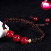 Buddha Stones Cinnabar Blessing Red String Bracelet For Kids Bracelet BS Brown(Wrist Circumference 14cm) 6mm