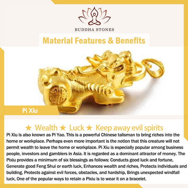 Buddha Stones 24K Gold-Plated PiXiu Luck Red String Bracelet Bracelet BS 16