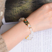 Buddha Stones Color-Changing Pixiu White Crystal Dice Wealth Bracelet Bracelet BS 6