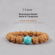 Buddhastoneshop Tibet Rudraksha Bodhi Seed Dzi Bead Amber Turquoise Wealth Bracelet