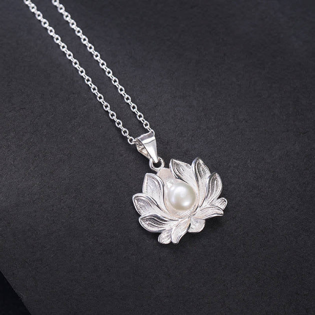 Sterling Silver Lotus and Little Buddha Necklace