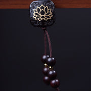Buddha Stones 108 Mala Beads Tibetan Small Leaf Red Sandalwood Lotus Balance Bracelet Bracelet Mala BS 8