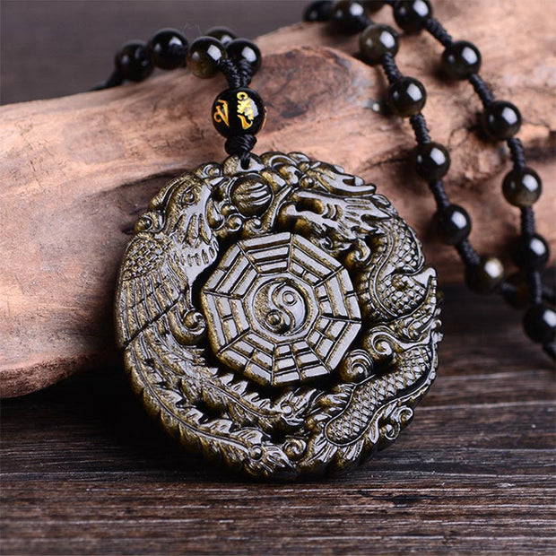 Buddha Stones Golden Obsidian Healing Energy Necklace Pendant Necklaces & Pendants BS 3
