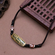Buddha Stones Tibetan Nine-Eye Dzi Bead Protection String Necklace Necklaces & Pendants BS Green