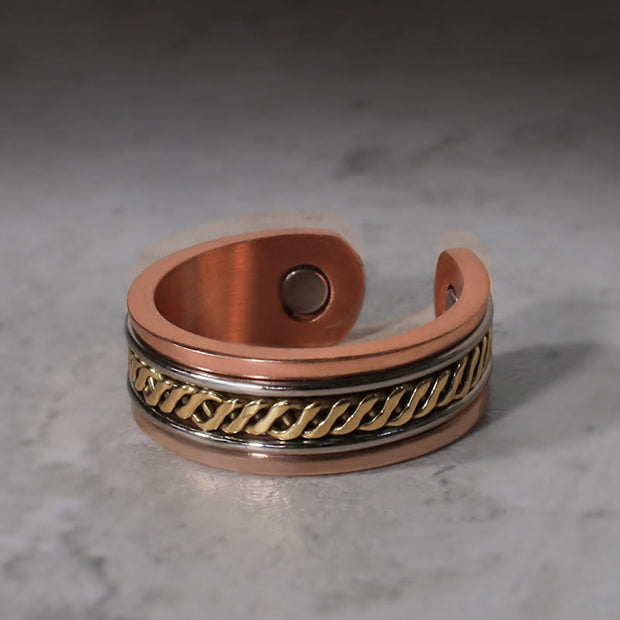Buddha Stones Magnetic Copper Balance Adjustable Cuff Bracelet Bangle Ring Bracelet Bangle BS 7