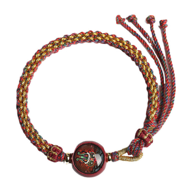 Buddha Stones Colorful Rope Cinnabar Thangka Blessing Braided Bracelet Bracelet BS 10