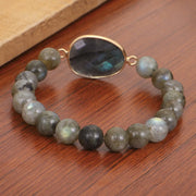 Buddha Stones Natural Labradorite Moonstone Support Healing Beaded Bracelet Bracelet BS 6