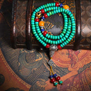 Buddha Stones 108 Mala Beads Tibetan Turquoise Dzi Bead Protection Bracelet