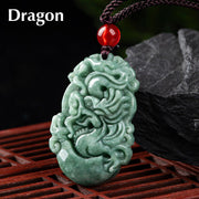 Buddha Stones Natural Jade 12 Chinese Zodiac Prosperity Necklace Pendant Necklaces & Pendants BS Dragon
