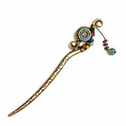 Buddha Stones Tibetan Turquoise Agate Protection Hairpin Decorations Hairpin BS 7