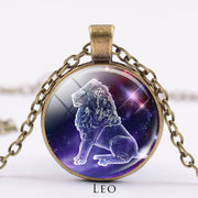 12 Constellations of the Zodiac Moon Starry Sky Protection Blessing Necklace Pendant Necklaces & Pendants BS DarkGoldenrod Leo