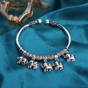 Buddha Stones 925 Sterling Silver Elephant Strength Bracelet Bangle
