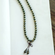 Buddha Stones 108 Mala Beads Green Sandalwood Chinese Knotting Soothing Bracelet Mala Bracelet BS 12