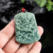 Buddha Stones Natural Jade Chinese Zodiac Dragon Sea Luck String Necklace Pendant Necklaces & Pendants BS 2