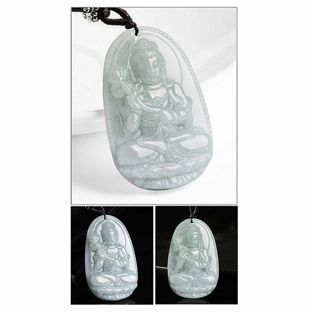 Buddha Stones Chinese Zodiac Natal Buddha Jade Wealth Prosperity Necklace Pendant Necklaces & Pendants BS 11
