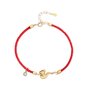 Buddha Stones 925 Sterling Silver Luck Year of the Dragon Red String Chain Bracelet