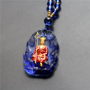 Buddha Stones Ksitigarbha Buddha Liuli Crystal Compassion Amulet Necklace Pendant