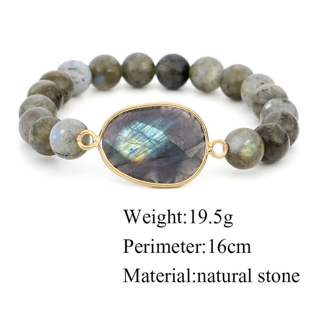 Buddha Stones Natural Labradorite Moonstone Support Healing Beaded Bracelet Bracelet BS 8