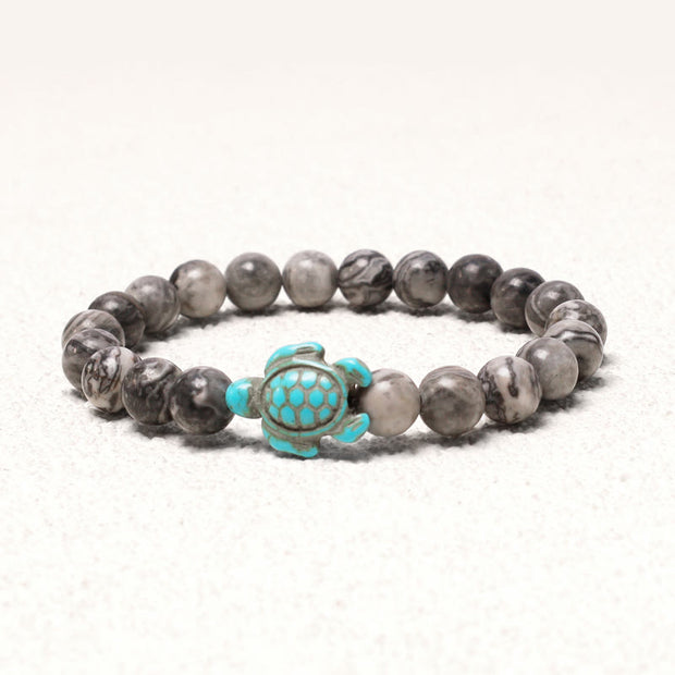 Buddha Stones Natural Stone Sea Turtle Turquoise Blessing Bracelet Bracelet BS 13