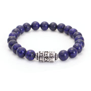 Buddha Stones Natural Lazurite Pietersite Unakite Om Mani Padme Hum Bead Positive Bracelet Bracelet BS Lazurite