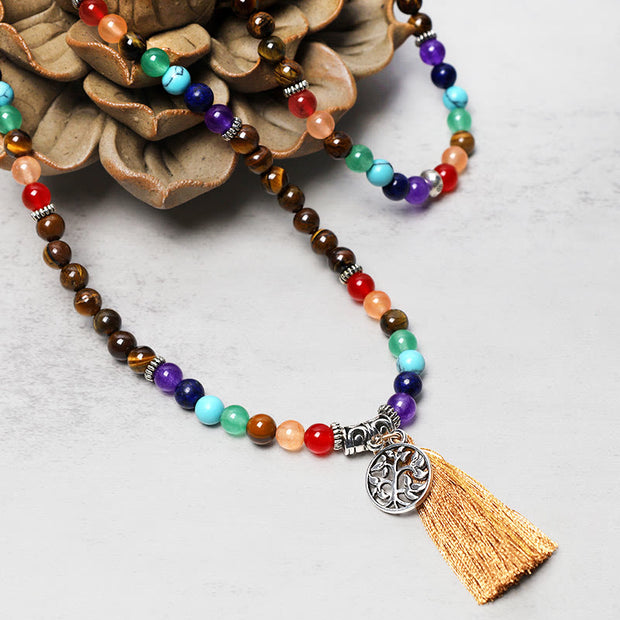 Buddha Stones Healing Crystal Mala Prayer Beads 108 Meditation Healing Multilayer Bracelet Necklace Bracelet BS 9