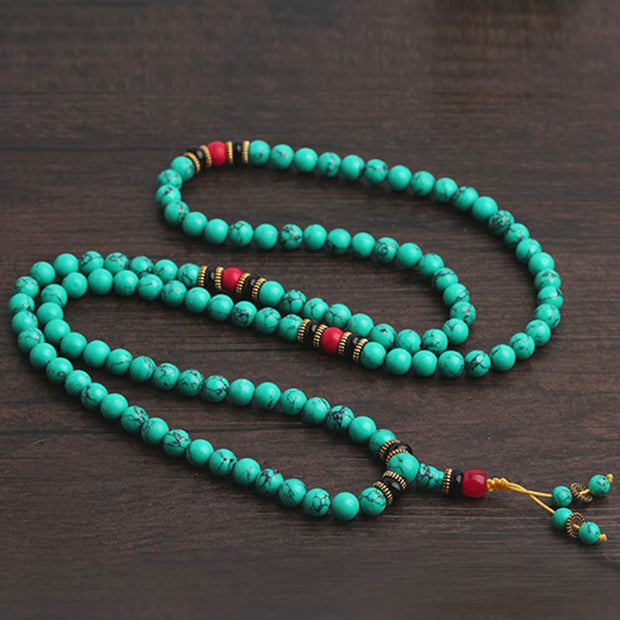 Buddha Stones Tibetan Turquoise Healing Mala Bracelet Mala Bracelet BS 11