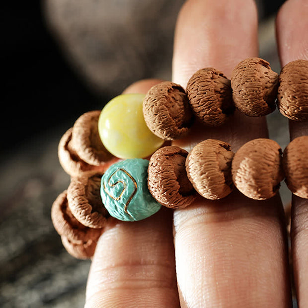 Buddha Stones Tibetan Bodhi Seed Turquoise Amber Protection Bracelet Bracelet BS 6