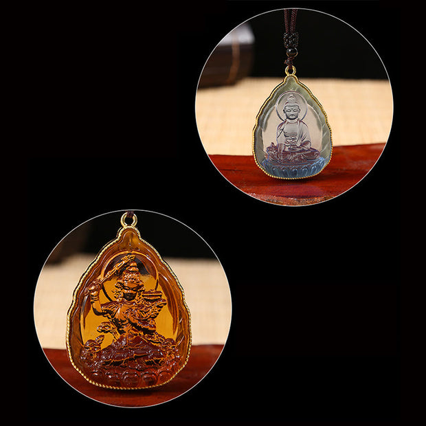 Buddha Stones Tibetan Buddha Liuli Crystal Serenity Necklace Pendant Necklaces & Pendants BS 9