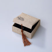 Buddha Stones Lotus Pattern Jewelry Storage Box Gift Box Tassels Decorations BS Bracelet/Bangle Box (100*100*38mm)