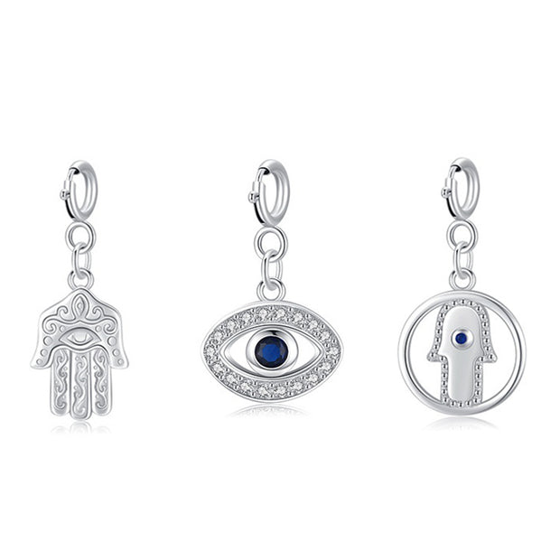 925 Sterling Silver Evil Eye Hamsa Symbol Prosperity Luck Chain Necklace Pendant Necklaces & Pendants BS main