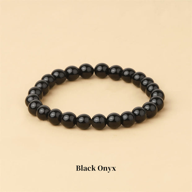Buddha Stones Natural Stone Quartz Healing Beads Bracelet Bracelet BS 8mm Black Onyx