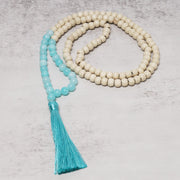Buddha Stones Semi-Precious Gem Stones Wood Bead Necklace Multicolor Tassel Charms Chain Necklace Bracelet BS 1