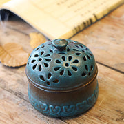 Buddha Stones Mini Hollow Spiritual Meditation Ceramic Small Incense Burner Decoration