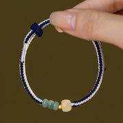 Buddha Stones 925 Sterling Silver Hetian Jade Bead Abundance Braided Rope Bracelet 11