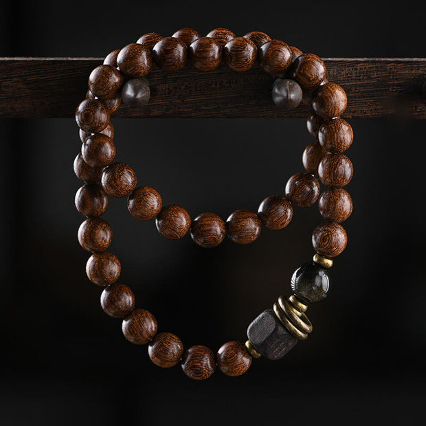 Buddha Stones Sandalwood Ebony Wood Bead Healing Single Double Wrap Bracelet