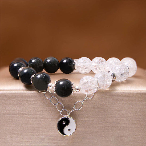 FREE Today: Yin Yang Fengshui Energy Crystal Quartz Lotus Charm Protection Bracelet