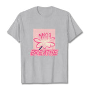 Buddha Stones BREATHE Pink Lotus Flower Tee T-shirt T-Shirts BS LightGrey 2XL