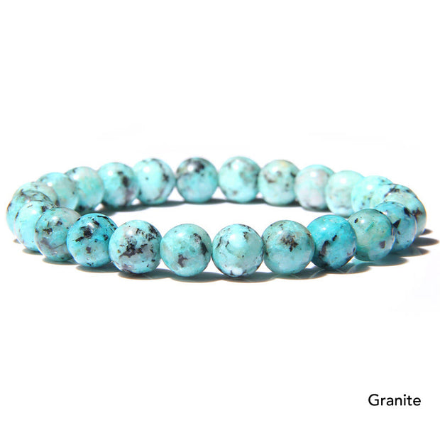 Natural Agate Stone Crystal Balance Beaded Bracelet Bracelet BS Granite