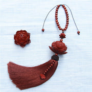 Buddha Stones Tibetan Small Leaf Red Sandalwood Lotus Luck Protection Tassel Decoration (Extra 35% Off | USE CODE: FS35) - image 7