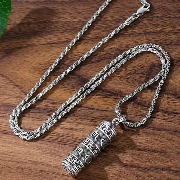 Buddha Stones Om Mani Padme Hum Swastika Twisted Chain Wisdom Necklace Pendant Necklaces & Pendants BS 1