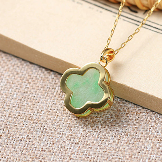 FREE Today: Bring Good Fortune Four Leaf Clover Jade Prosperity Necklace