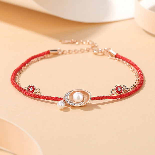 Buddha Stones 925 Sterling Silver Pearl Ingots Copper Coins Healing Necklace Pendant Red Rope Bracelet Set