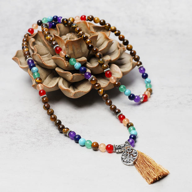 Buddha Stones Healing Crystal Mala Prayer Beads 108 Meditation Healing Multilayer Bracelet Necklace