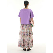 Buddha Stones Colorful Flowers Loose Mesh Tulle Skirt See-Through Design 27