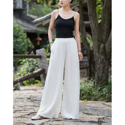 Buddha Stones Solid Color Loose Wide Leg Pants With Pockets Wide Leg Pants BS 18